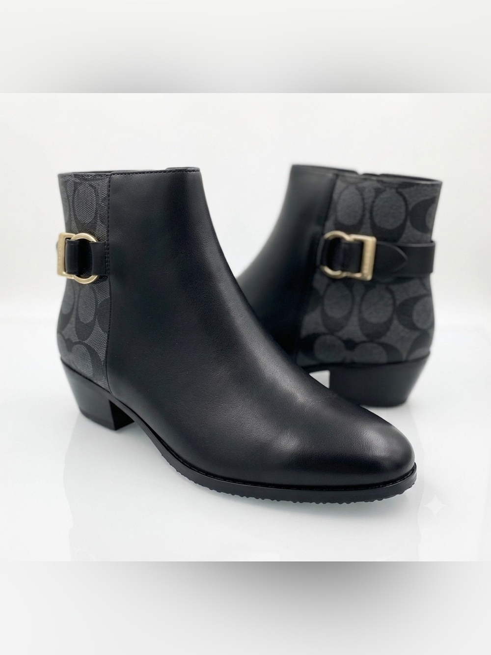Coach Deni LTR Sig Bootie - Black / Gray (Size 7)